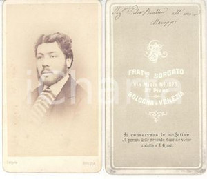 Fotografia d epoca originale 1890 ca BOLOGNA Ritratto ing. Pietro BORELLA Foto SORGATO Autografata 1