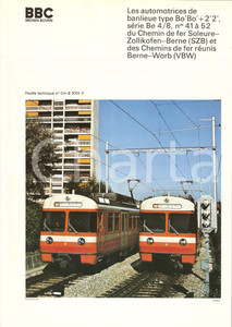 Oggetto da collezione cartaceo 1975 ca SVIZZERA  BROWN BOVERI Scheda tecnica automotrice Linee SZB e VBW 1