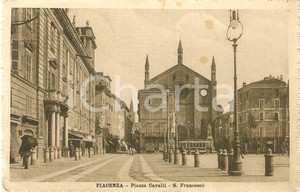 Cartolina originale da collezione 1916 PIACENZA Piazza Cavalli e Chiesa SAN FRANCESCO Panorama Cartolina ANIMATA 1