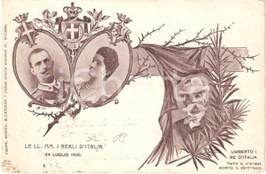 Cartolina originale da collezione 1900 ca RITRATTI SAVOIA Umberto I Vittorio Emanuele III Elena di MONTEGRO FP VG 1