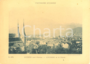 Cartolina originale da collezione 1940 ca LUZERN CH Paysage suisse  Lucerne et le Pilate Cartoncino ILLUSTRATO 1