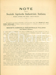 Documento originale, autentico 1905 MILANO Costituzione Società Agricola Industriale Italiana Documento 1