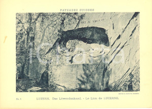 Cartolina originale da collezione 1940 ca LUZERN CH Paysage  Das Lowendenkmal  Lion de Lucerne Cartoncino 1