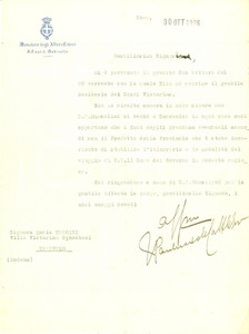 Autografo originale 1926 ROMA Giacomo PAULUCCI DI CALBOLI ringrazia conti VISTARINO AUTOGRAFO 1