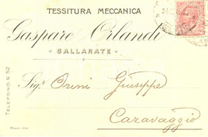 Cartolina originale da collezione 1916 GALLARATE VA Ditta Gaspare ORLANDI invia tessuto TASCAPAN Cartolina 1