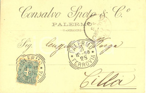 Cartolina originale da collezione 1898 PALERMO Ditta Consalvo SPOTO & C. Cartolina commerciale FP VG 1
