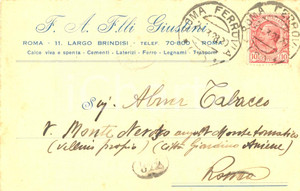 Cartolina originale da collezione 1928 ROMA Fratelli GIUSTINI Cementi  Laterizi  Legnami Cartolina commerciale 1