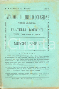 Libro, pubblicazione d epoca 1900 Novembre TORINO Libreria FRATELLI BOURLOT nÂ°XXVIII Occasioni MISCELLANEA 1