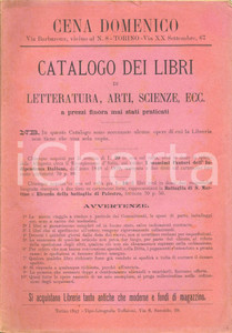 Libro, pubblicazione d epoca 1897 TORINO Libreria Domenico CENA Catalogo libri LETTERATURA  ARTI  SCIENZE 1