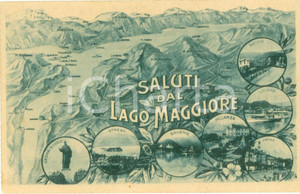Cartolina originale da collezione 1920 LAGO MAGGIORE Vedutine LUINO BAVENO STRESA con mappa Cartolina FP NV 1