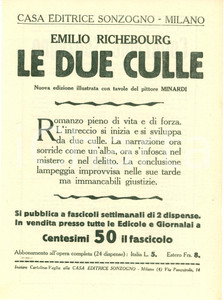 Oggetto da collezione cartaceo 1925 ca SONZOGNO Emilio RICHEBOURG Le due culle VOLANTINO pubblicitario 1