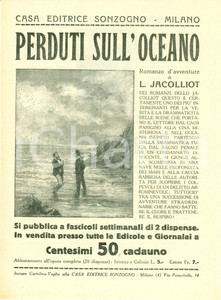Oggetto da collezione cartaceo 1925 ca SONZOGNO Louis JACOLLIOT Perduti sull oceano VOLANTINO ILLUSTRATO 1