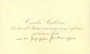 Autografo originale 1920 ca TRIESTE Carlo COLCUC Direttore Istituto assicurazione infortuni lavoro 1