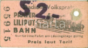 Oggetto da collezione cartaceo 1959 WIEN AU Biglietto ferroviario PRATER LILIPUTBAHN con foratura 1