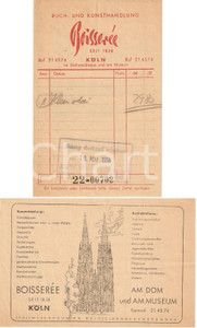 Oggetto da collezione cartaceo 1958 KOLN DE Kunst und Buchhandlung BOISSEREE Illustrata Fattura 1