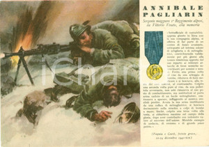 Cartolina originale da collezione 1940 circa WW2 Annibale PAGLIARIN Medaglie d oro della Guerra ILLUSTRATA FG NV 1