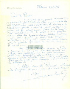 Autografo originale 1951 BUENOS AIRES Mario LUZZATTO nostalgia per la RAS 1