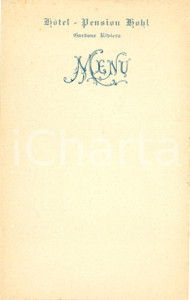 Oggetto da collezione cartaceo 1920 circa GARDONE RIVIERA BS MenÃ¹ vergine Hotel KOHL 1