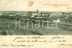 Cartolina originale da collezione 1906 GALLARATE VA Panorama sulla ferrovia FP VG 1