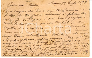 Autografo originale 1898 ROMA Angelo DE GUBERNATIS ad Antelmo SEVERINI Autografo 1