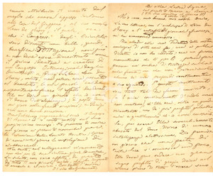 Autografo originale 1897 LASTRA A SIGNA FI Angelo DE GUBERNATIS all amico Antelmo SEVERINI 1