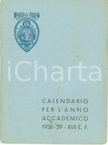 Oggetto da collezione cartaceo 1938 ROMA Università LA SAPIENZA Calendarietto STUDIUM URBIS 1
