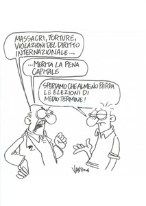 Stampa, bozzetto originale 2006 DISEGNO originale VAURO George BUSH criminale di guerra? 1