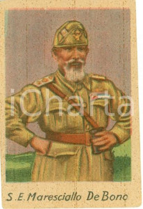 Documento originale, autentico 1940 ca GERARCHI DEL FASCISMO Figurina Emilio DE BONO Illustrata 1