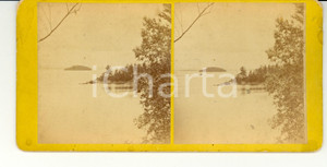 Fotografia d epoca originale 1890 LAKE MEMPHREMAGOG USA  Round Island from Mountain House  Stereoscopy 1