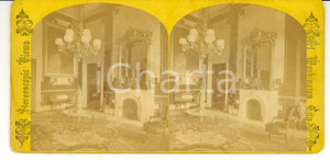 Fotografia d epoca originale 1890 WASHINGTON D.C. USA La stanza verde alla Casa Bianca Foto stereoscopica 1