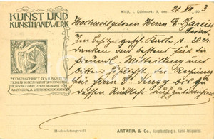 Cartolina originale da collezione 1903 WIEN Kunst und Kunsthandwerk Arthur VON SCALA Cartolina FP VG 1