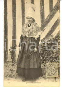 Cartolina originale da collezione 1906 COSTUMES NORMANDIE France  Jeune fille normande FP VG 1