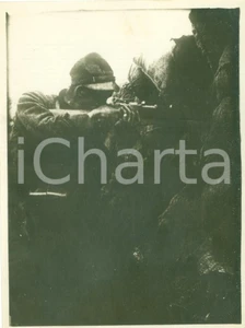 Fotografia d epoca originale 1917 FRONTE DEL PIAVE WWI Tiratore 16Â° Reggimento Fanteria in trincea FOTO 1