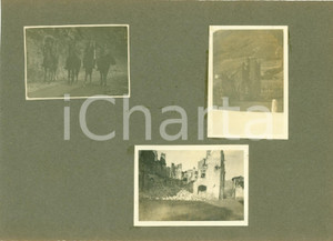 Fotografia d epoca originale 1918 MORI TN WWI Ufficiali a cavallo e rovine cittÃ  distrutta Lotto 3 FOTO 1