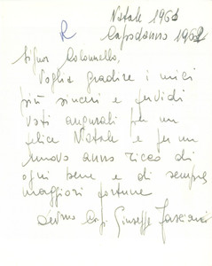 Autografo originale 1961 CREMONA Giuseppe FASCIANI Colonnello artiglieria AUTOGRAFO 1