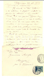 Manoscritto, lettera originale 1914 PORTOGRUARO Conte Giovanni Battista ARRIGHI non vuole la suocera in casa 1