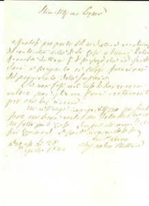 Documento originale, autentico 1844 BRESCIA Alessandro BOTTURA chiede il saldo della senseria in un contratto 1