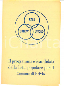Materiale pubblicitario d’epoca 1960 BRIVIO LC Elezioni comunali  Donne al fiume per il bucato PROPAGANDA 1