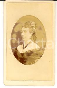 Fotografia d epoca originale 1880 ca PARIS Ritratto di donna con acconciatura floreale Foto SCANAGATTI 1