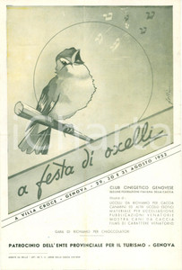 Materiale pubblicitario d’epoca 1952 GENOVA A festa di oxelli Mostra del Club Cinegetico Genovese DANNEGGIATO 1