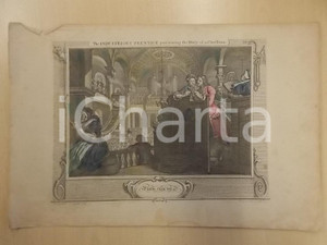 Stampa, bozzetto originale 1820 INDUSTRIOUS PRENTICE Duty of Christian Stampa William HOGARTH colorata mano 1