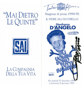 Autografo originale 1996 TORINO TEATRO ALFIERI Autografo Gianfranco D ANGELO Opuscolo 1