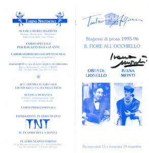 Autografo originale 1996 TORINO TEATRO ALFIERI Autografo Ivana MONTI Signore che venne a pranzo 1
