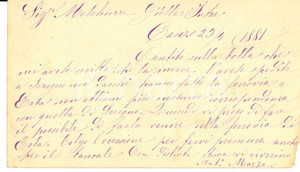 Documento originale, autentico 1881 CANZO CO Antonio MAZZA chiede merci per mezzo della ferrovia di ERBA 1