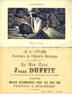 Materiale pubblicitario d’epoca 1883 PARIS Jules DUFFIT Grande Ã©picerie de MAUBERGE Loch Lomond INVERSNAID 1
