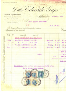Documento originale, autentico 1931 MILANO Ditta EDOARDO GAJO  Forniture da calzolajo Fattura intestata 1
