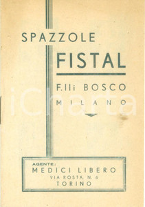 Materiale pubblicitario d’epoca 1935 ca TORINO Spazzole FISTAL dei Fratelli BOSCO Catalogo ILLUSTRATO 1