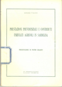 Libro, pubblicazione d epoca 1956 Antonio COGOTTI Prestazioni previdenziali agricoli in SARDEGNA Libretto 1