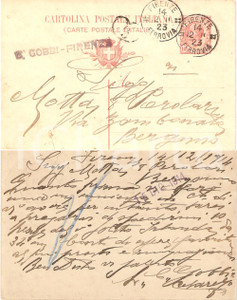 Documento originale, autentico 1914 FIRENZE Ordine Cesare GOBBI alla ditta MOTTA e PEROLARI Cartolina FP VG 1