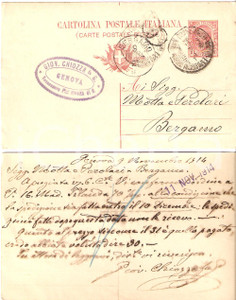 Documento originale, autentico 1914 GENOVA Giovanni CHIOZZA ordina alla ditta MOTTA e PEROLARI Cartolina FP VG 1